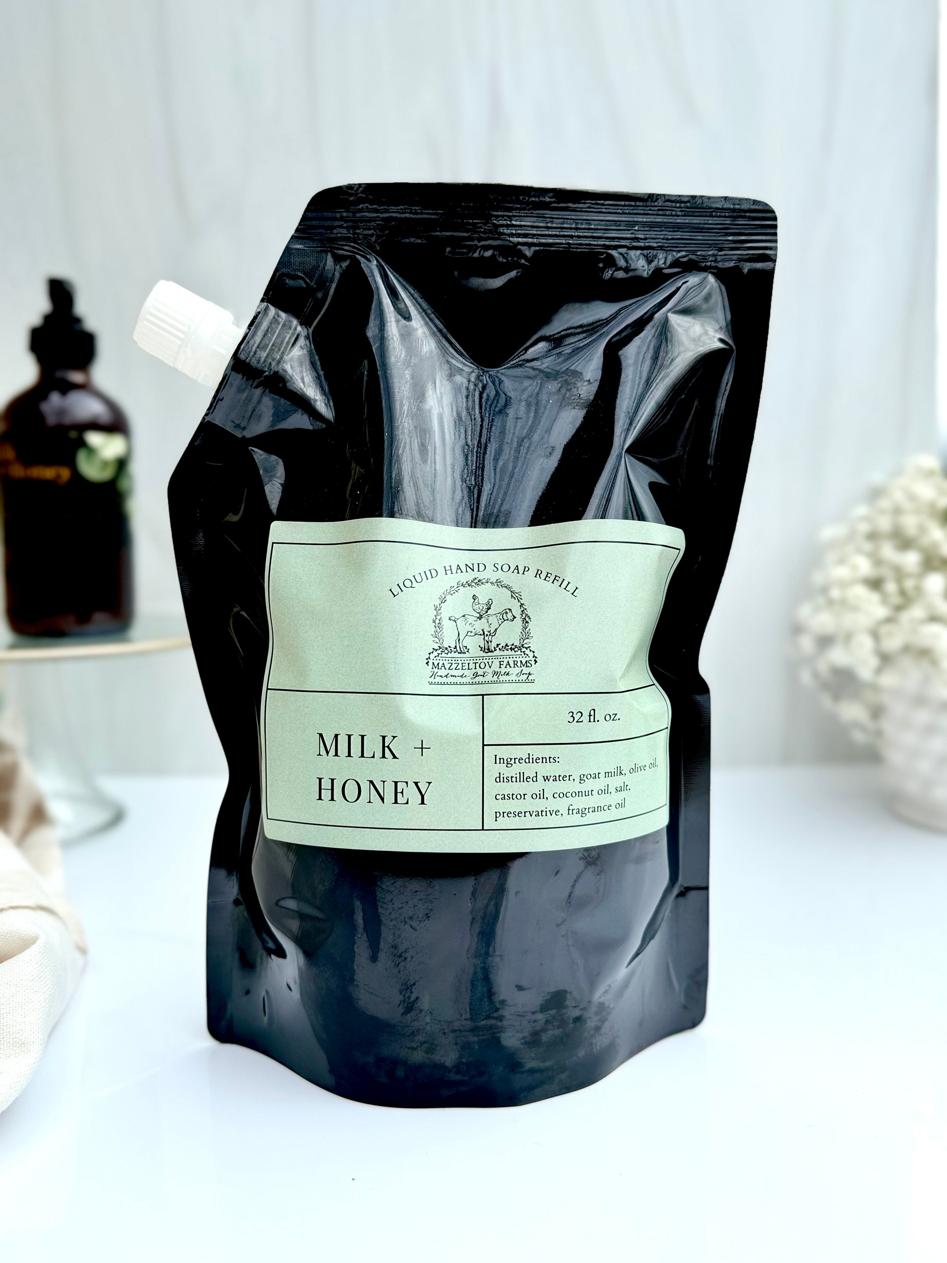 【hug】treatment soap300ml *5 Milk + Honey - Liquid Hand Soap 32oz Refill Bag – Mazzeltov Farms Soap
