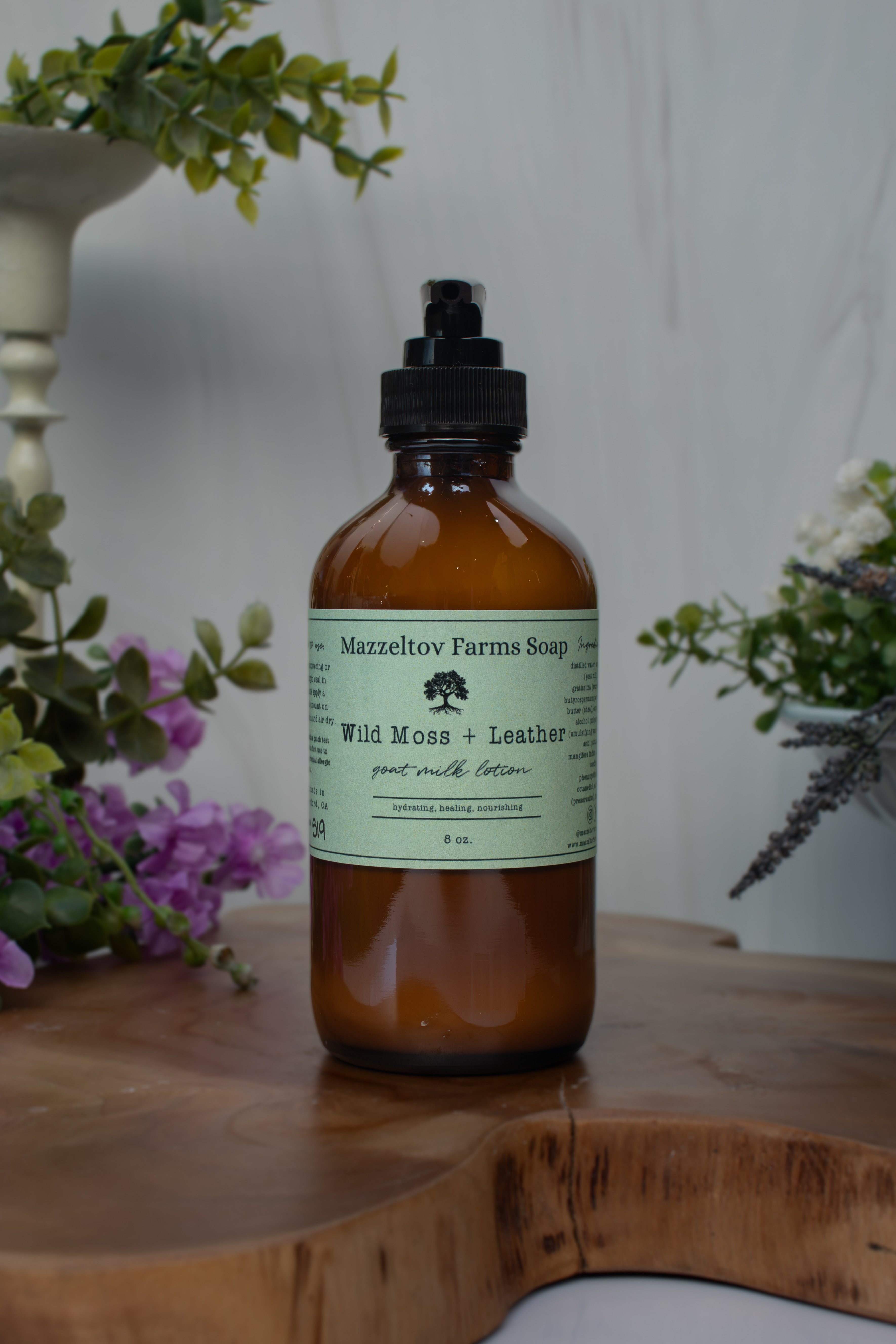 Wild Moss + Leather - 8oz Goat Milk Lotion – Mazzeltov Farms Soap