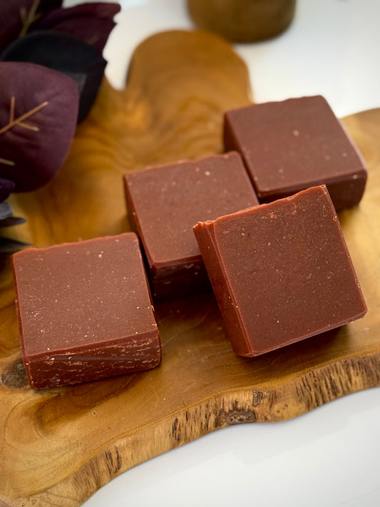 Dark Timber handmade goat milk bar soap with smoky woodsy fragrance