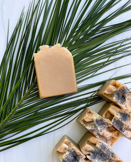 Island Girl goat milk bar soap, handmade tropical scented natural soap with fruity beachy fragrance
