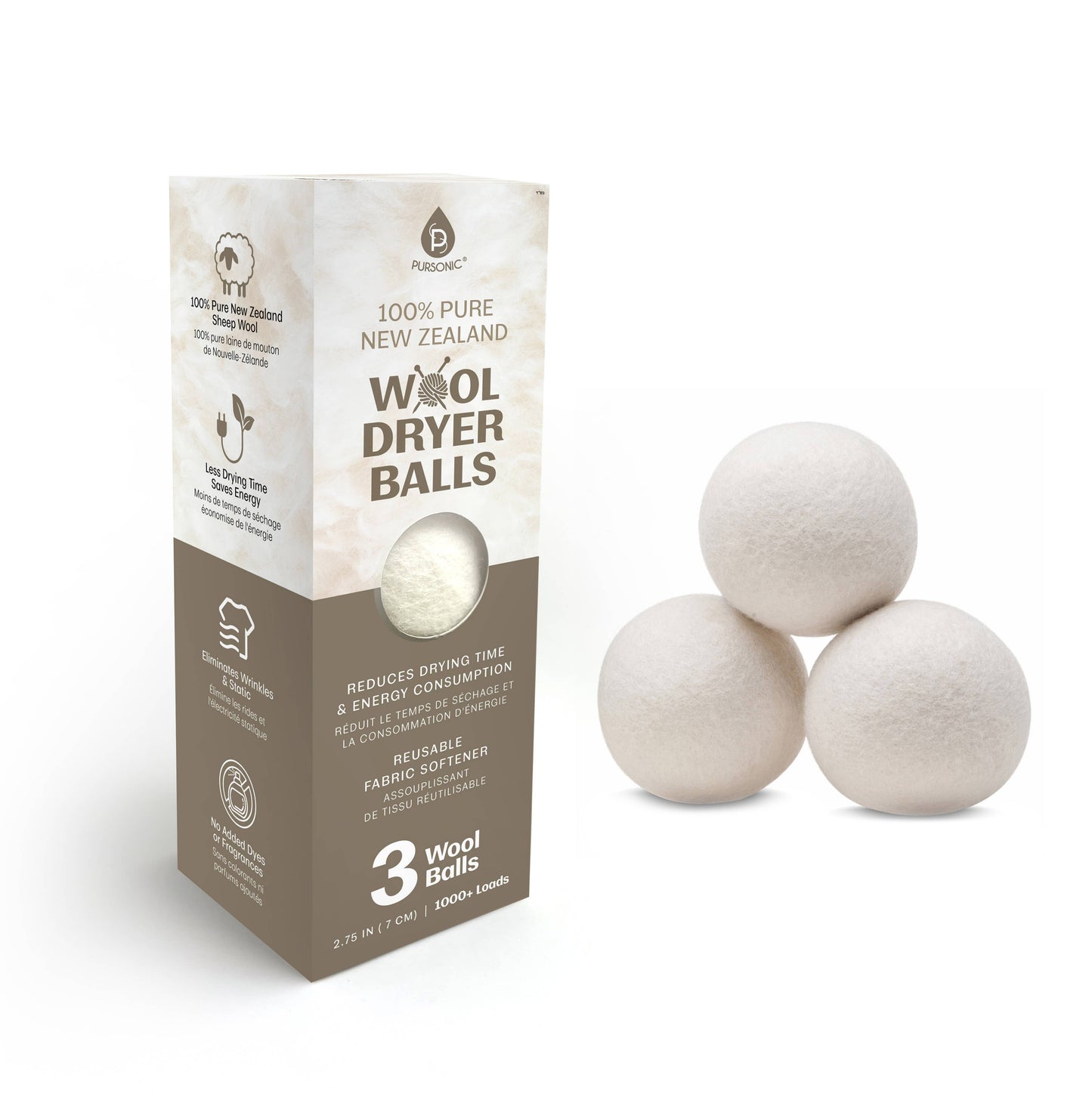 100% Pure Wool Dryer Balls, Alternative to Dryer Sheets