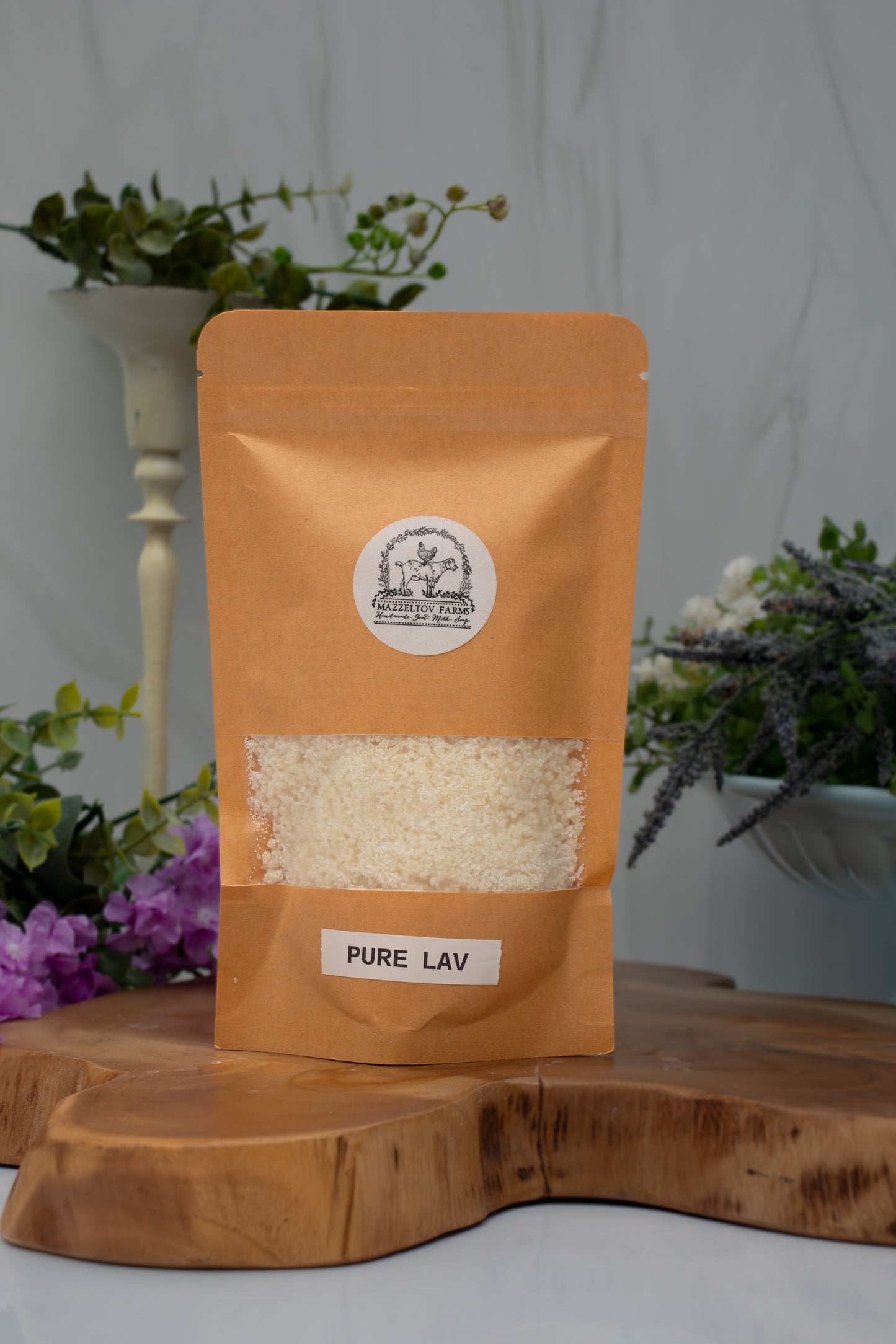 Pure Lavender goat milk laundry soap 6oz sample bag with lavender essential oil