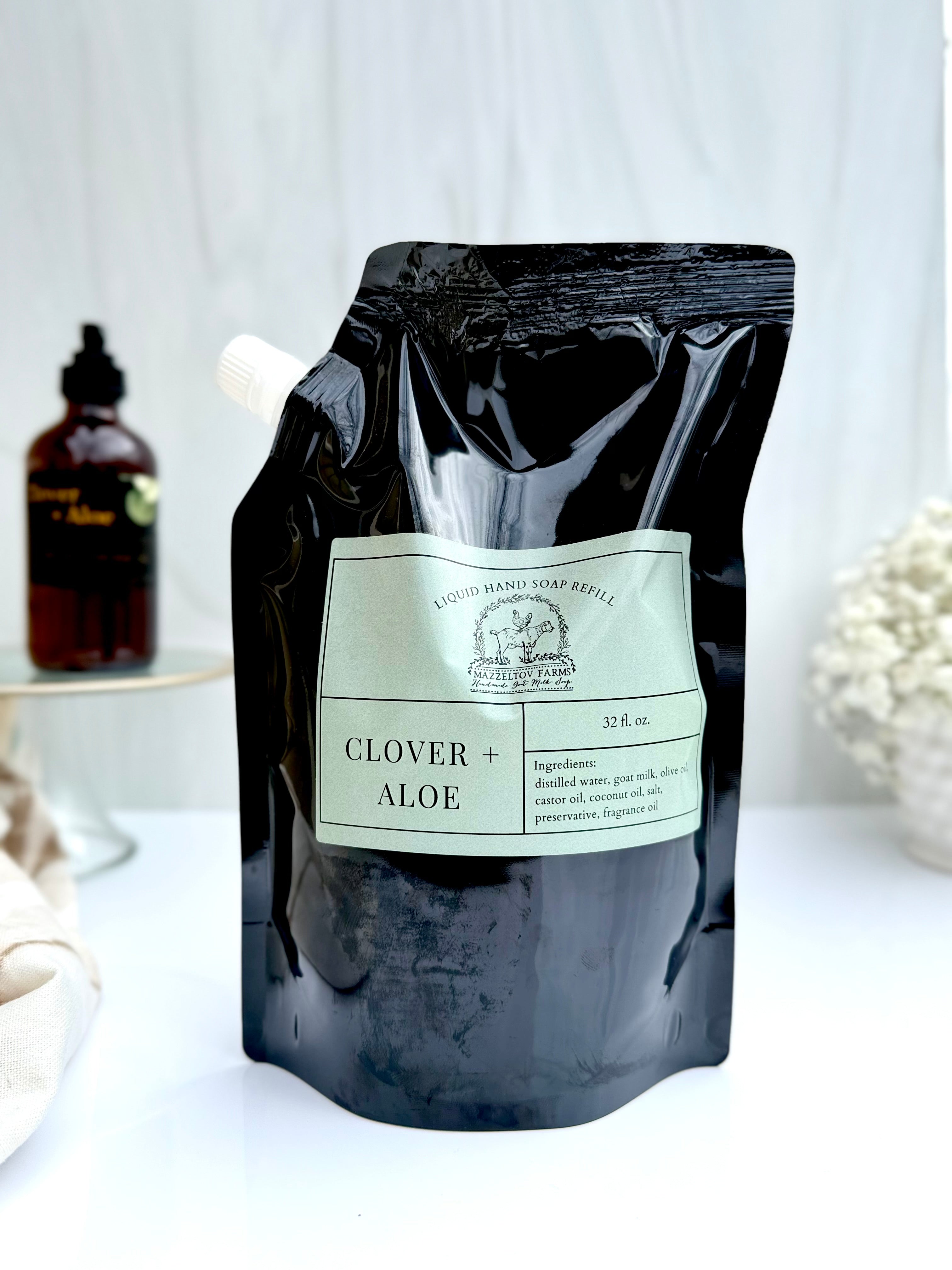 Clover + Aloe - Liquid Hand Soap 32oz Refill Bag – Mazzeltov Farms Soap