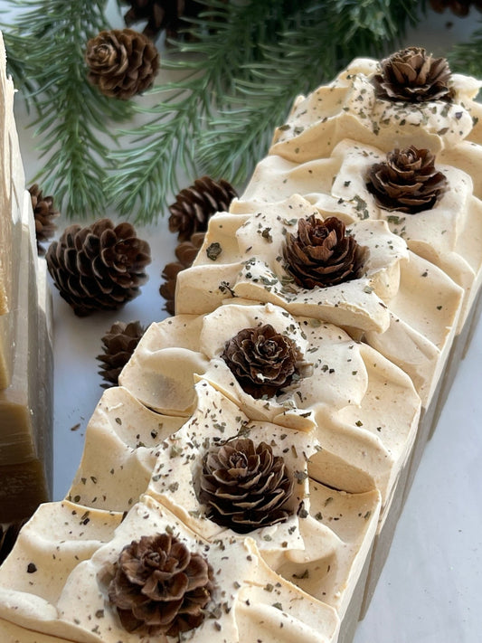 Christmas Spice Goat Milk Bar Soap – handmade spicy holiday soap with cinnamon, clove, and balsam fir notes