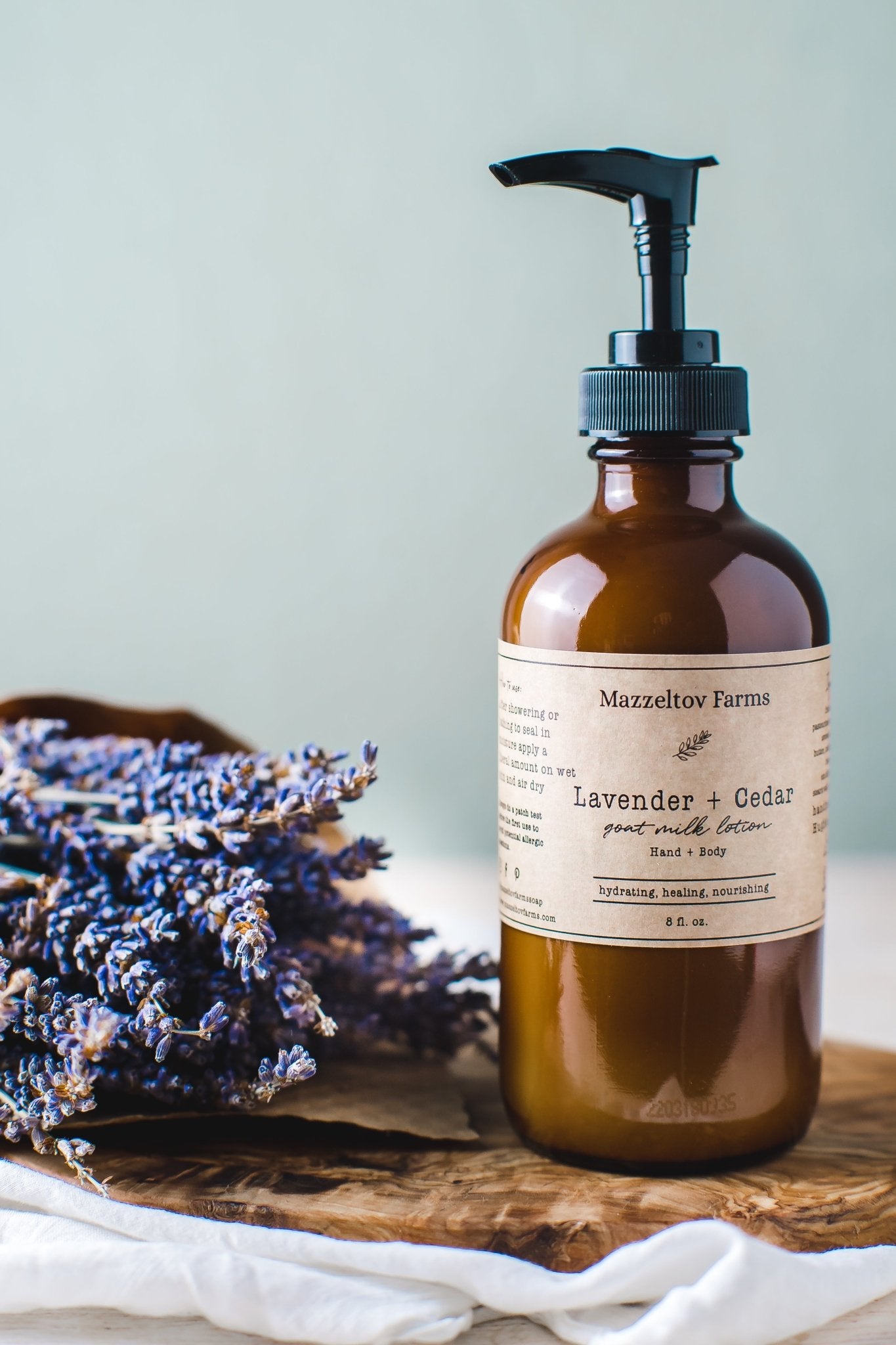 Lavender + Cedar Goat Milk Lotion - Mazzeltov Farms Soap